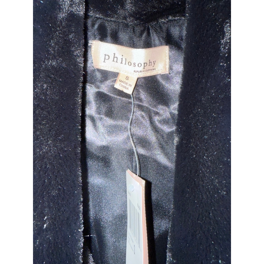 NWT Philosophy Faux Fur Open Front Vest Black Size Small - Picture 3 of 5